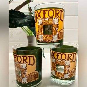 University of Oxford Cocktail Drinking Glasses Green Building Botanical Flower